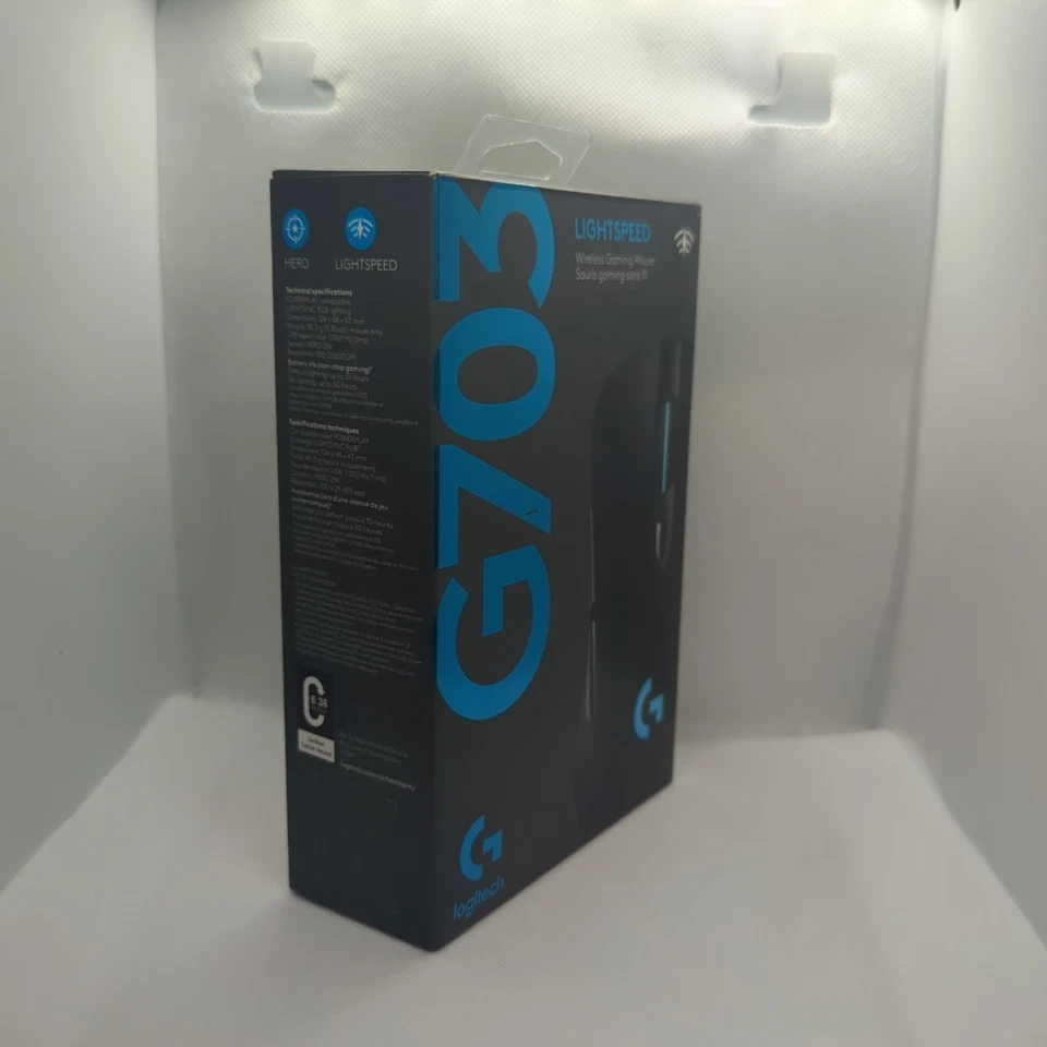 Logitech G703 LIGHTSPEED Wireless Gaming Mouse HERO 25K RGB Black NIB - Image 2 of 4