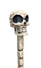Vintage Antique Carved Wood Skull Ceremonial Swagger Knob Walking Stick Cane
