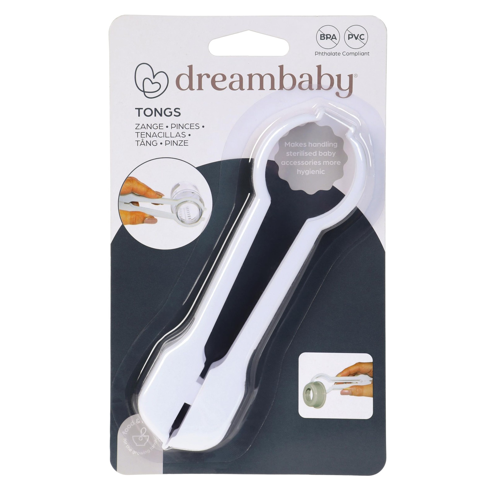 Dreambaby Baby Feeding Bottle Tongs Holder - with 1 Count (Pack of 1), white