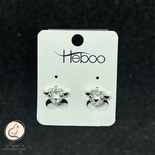 Silver Gold Women Girl Small Open Heart CZ Hoop Huggie Earrings Gift F2