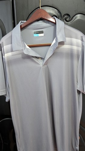 PGA Tour Shirt Herren Large Pro Series Athletic Fit Grau Kurzarm Polo Golf
