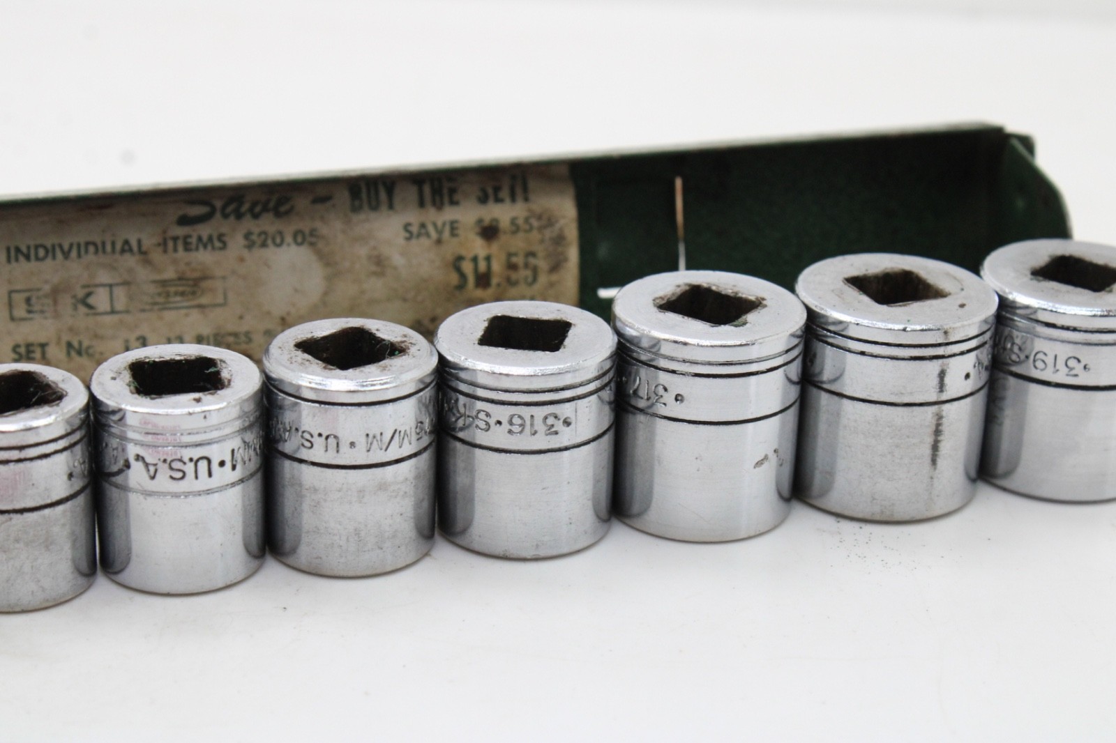 S-K Tools 300 Series 7-19mm 3/8" Drive 13 Piece 6 Point Metric Socket Set USA