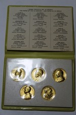 1958 Vatican Popes of The 20th Century 5 Gold-Plated Medals Gem Unc~Free Ship