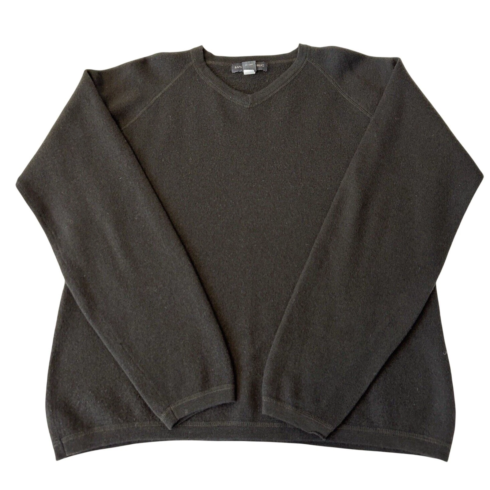 Banana Republic Men's Wool V Neck Sweater Size XL Lightweight Olive Green