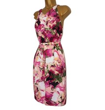 Adrianna Papell dress 10 pink floral wedding sheath party