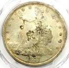 1877-S Trade Silver Dollar T$1 Coin - Certified PCGS AU55 with Chop Marks