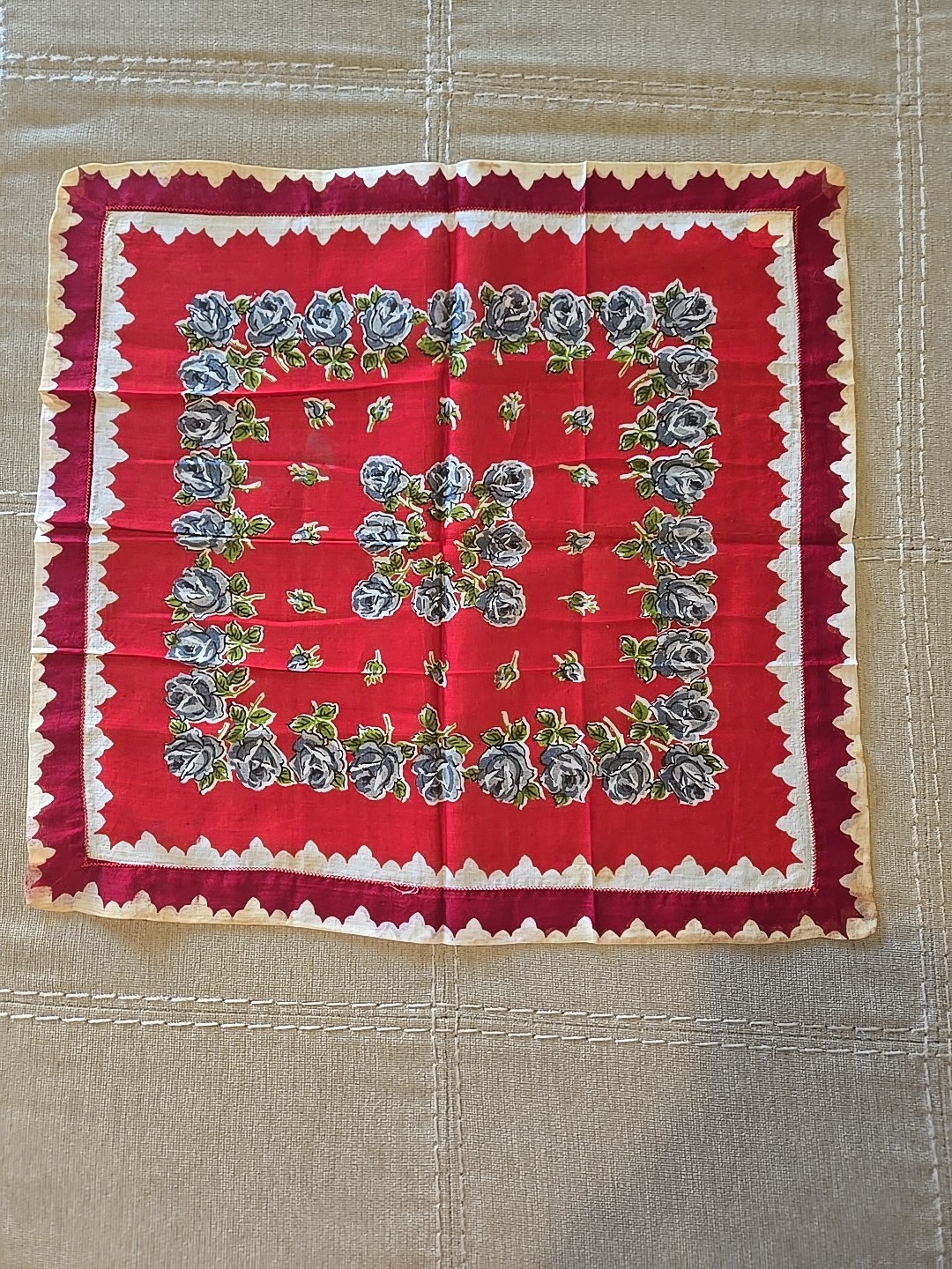 Abraham & Straus Vintage Scarf Floral Red New with Original Price Tag! 