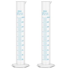 Affrolling 2 Pack 250ml Plastic Graduated Cylinder Hydrometer Test Tube...