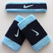 Nike Swoosh Headband & Wristbands Set Aquarius/College Navy/Pale Ivory