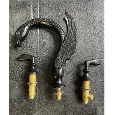 Swan Neck Wide-Spread Matte Black Bathroom Faucet Swan Style Levers