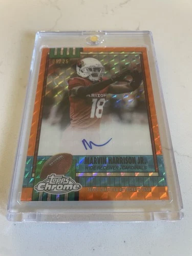 2025 Topps Chrome 1990 Auto Marvin Harrison Jr. /25 Orange Refractor 1990-MH