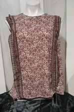 DR2 Daniel Rainn - Sleeveless Paisley Design Blouse With Ruffled Trim, Size XL