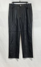 MNG Mango Women's Black Faux Leather Straight Leg Pants Size 8 NWT