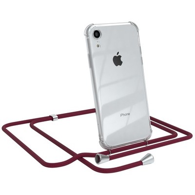 Für Apple iPhone XR Handyhülle zum Umhängen Kordel Tasche Kette Case Etui Rot