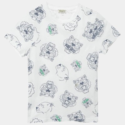 Kenzo Kids White MultiIcon Print Cotton TShirt 8 Yrs