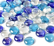 Flat Glass Marbles 1LB Mixed Colors for Vase Fillers and Garden Decor