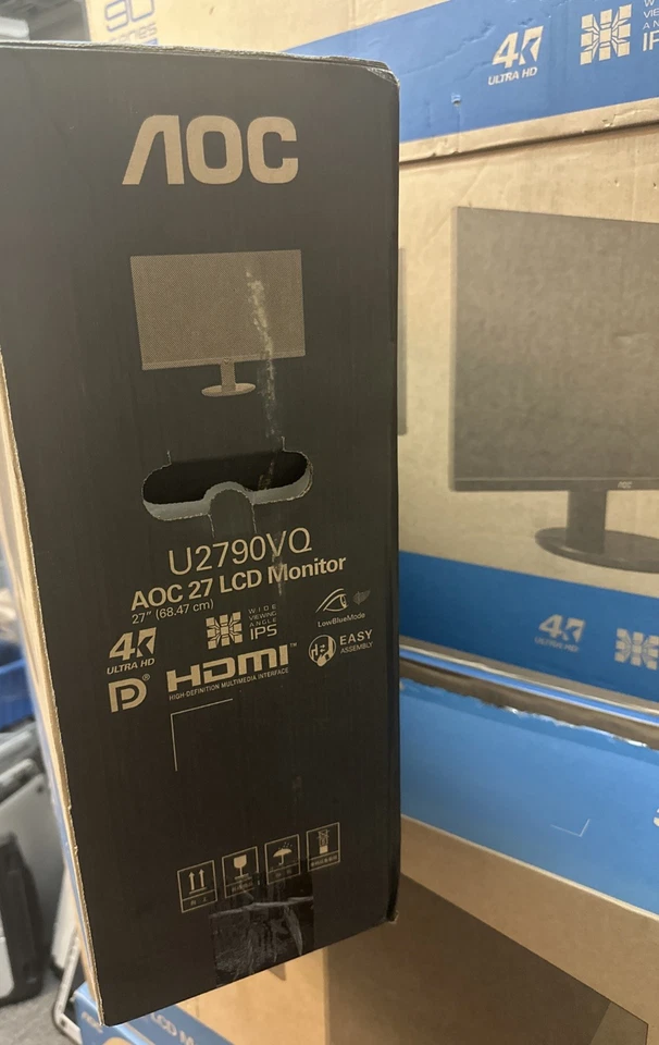 AOC U2790VQ 27" 4K 3840 x 2160 UHD LED Monitor, IPS Panel,DisplayPort/HDMI, VESA - Image 2 of 3