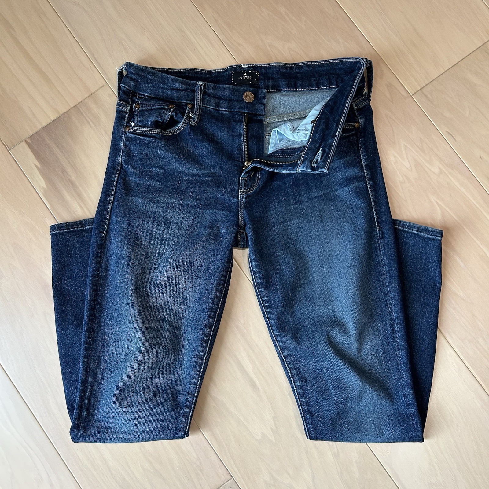 Mother The Looker Crop Here Kitty Kitty Denim Blue Jeans USA Made Women’s 27x26