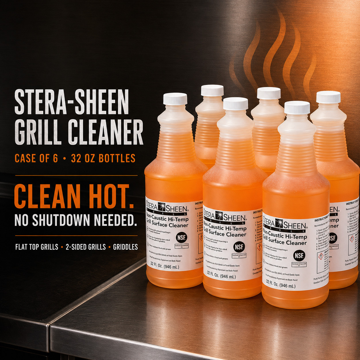 Stera-Sheen Grill Cleaner Case of 6 32oz Bottles Hot Grill/Griddle Cleaner