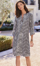 NWT Soft Surroundings Raven Dress Sz Small Raven Long Sleeve Midi Black White