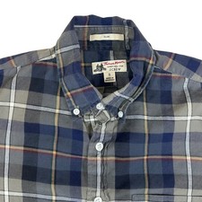 Thomas Mason for J.Crew Mens Slim Fit Plaid Button Down Shirt Blue Grey Small