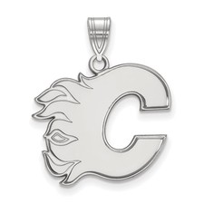 14k White Gold NHL LogoArt Calgary Flames Letter C Large Pendant