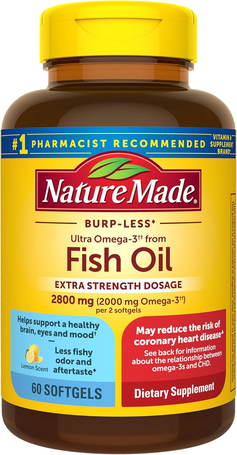 Nature Made Extra Strength Omega 3 Fish Oil 2800mg Heart Brain Mood 60 Softgels - Thumbnail 1