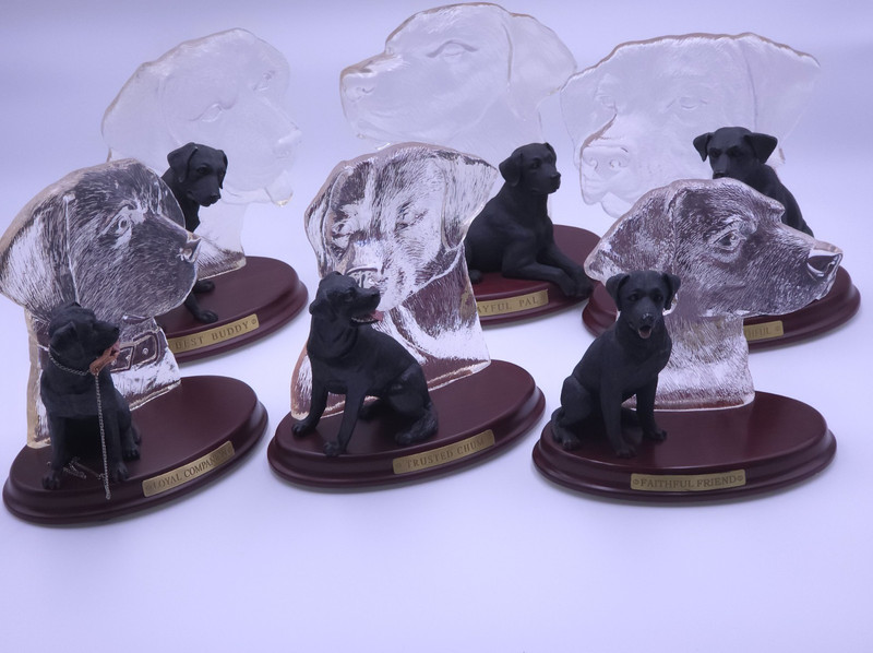 Bradford Exchange Black Labrador Figurines Set of 6 Dog Collection Excellent