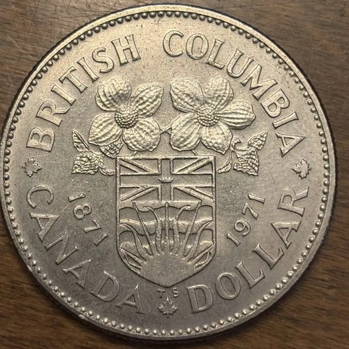 1971 Canada Silver Dollar UNCIRCULATED Nicely Toned 1871-1971 BC