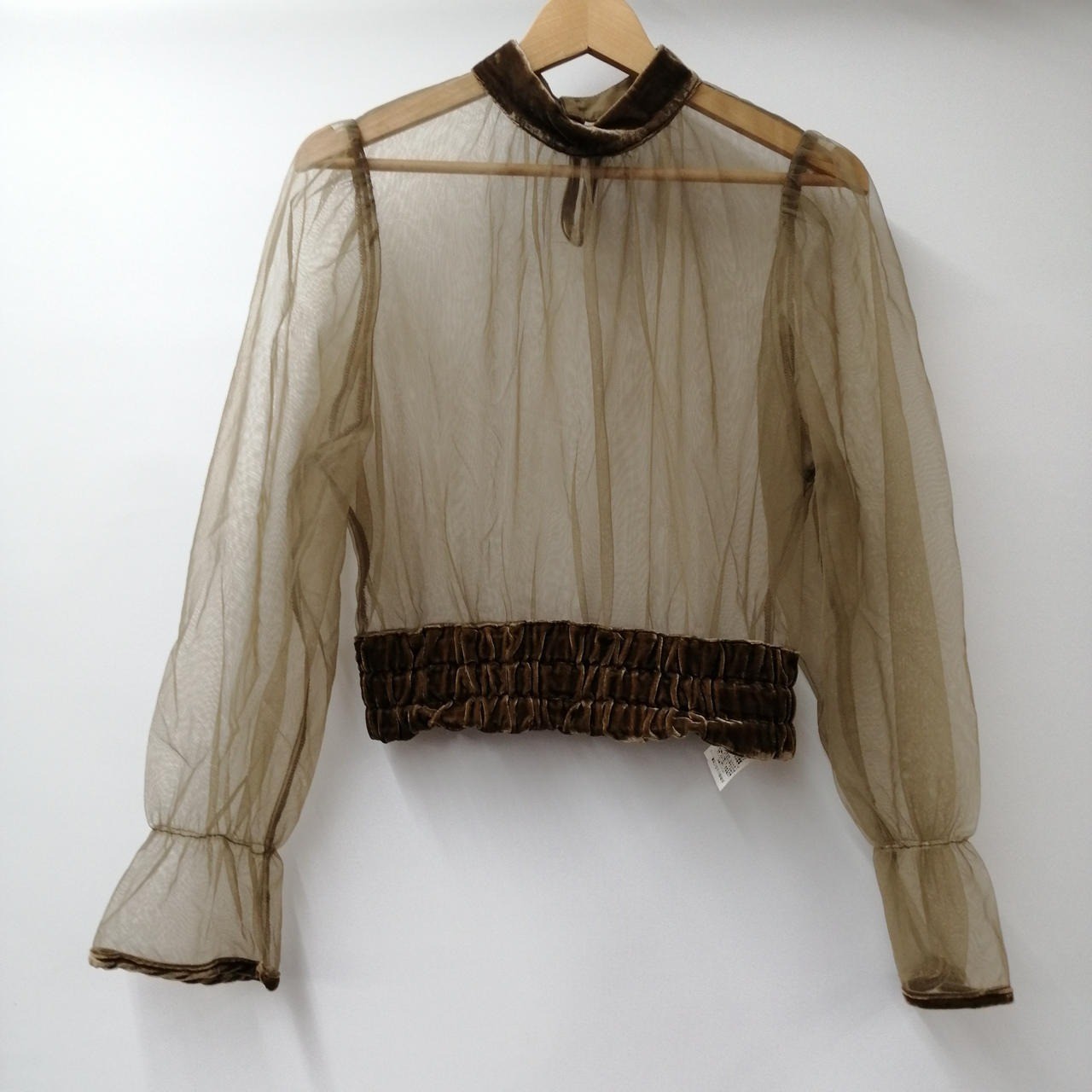 AMERI Sheer Blouse Size F Brown Used - image 3