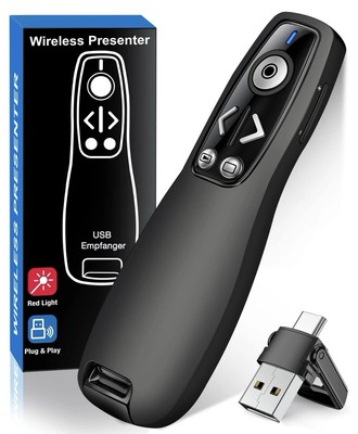 2-in-1 USB Type C Presentation Clicker Wireless Presenter Remote for PowerPoi...