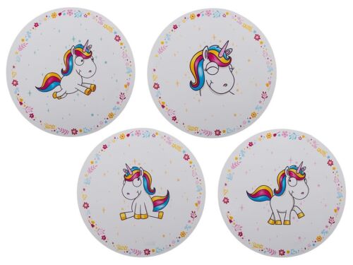 Set Mit 4 Vinyl Unicorn Design Platzdeckchen / Tisch Tischset/Matten 36 CM - Bild 1 von 5