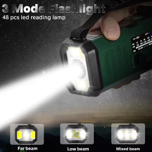 10000mAh Wind Up Solar Radio Hand Crank Emergency FM/AM USB Charger Led Torch UK - Picture 4 of 14