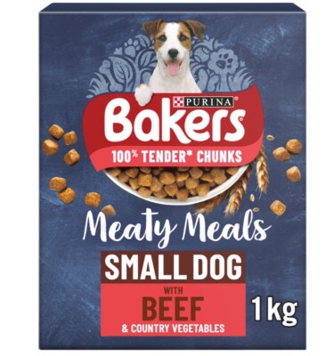BAKERS Meaty Meals Small Dog Beef Dry Dog Food 1kg x Free