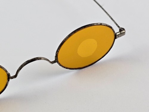 Antique Sharp shooter’s Eyeglasses Orange Frosted Glass Spectacles Target shoot - Picture 3 of 16