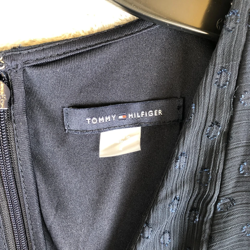 Vestido Tommy Hilfiger Verano Primavera 38" Gasa Volantes Azul Marino Lunares Nuevo sin Etiquetas Foto 4 de 4