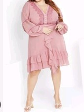 City Chic Xs Sleeved Dress Pink Plus size 14