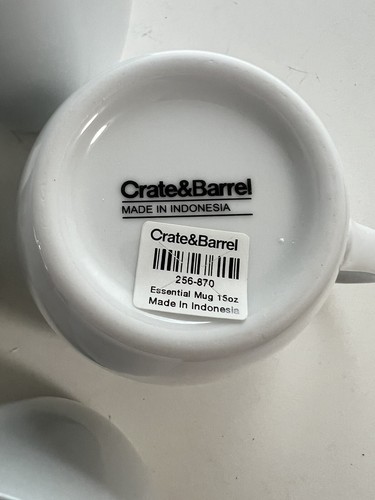 4 X Crate & Barrel Essential 15oz. White Porcelain Mug - Picture 2 of 4