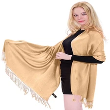 Rich Cream Solid Color Design Shawl Scarf Wrap Stole Pashmina CJ Apparel **NEW**