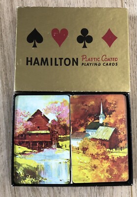 USPCC Hamilton Doppelpack Vintage Spielkarten mit Kirche & Wassermühle