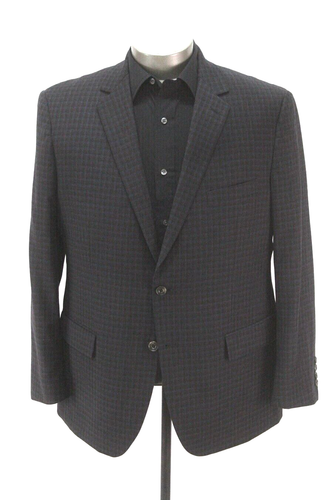 mens blue brown check DANIEL HECHTER wool blazer jacket sport suit coat 44 R