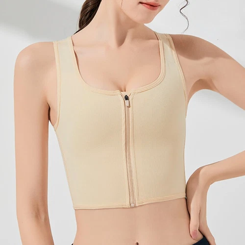 Lady Les Pecho Encuadernador de Pechos Tomboy FTM Cremallera Sujetador Deportivo Chaleco Medio Plano Suave Básico - Imagen 22 de 23