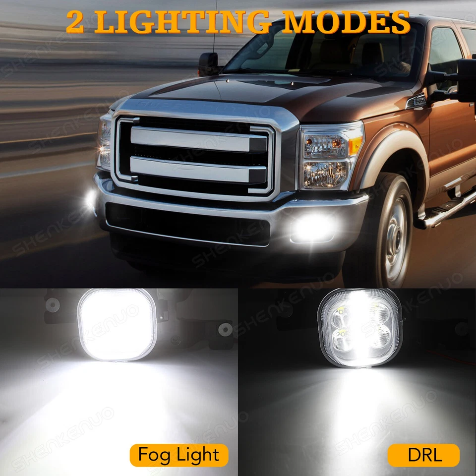 For 2008-10 Ford F-250 F-350 F-450 Pair Left Right LED Fog Lights DRL Super Duty Foto 3 de 4