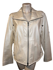 Chico's Jacket Size Xl (3) Pearl White Genuine Leather Ls Outerwear $348