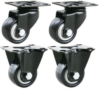 4 Stk. Lenkrollen + Bock 45kg Rollen Laufrollen Räder Ø40mm Gummirollen J W2126