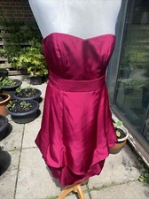 NEW Coast CERISE Pink Puff Ball dress Cocktail DETACHABLE STRAPS/BELT 100% Silk