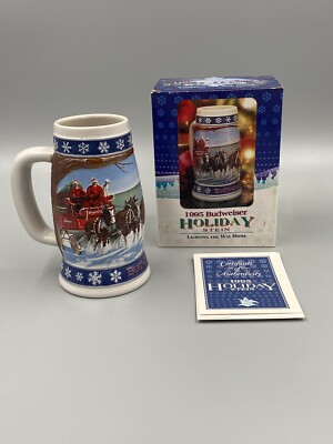 1995 Budweiser Ceramic Holiday Beer Stein With Certificate of Authenticity 