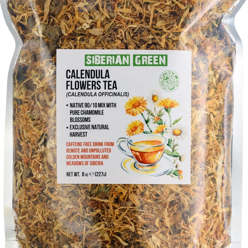 Té de pétalos de flores de caléndula verde siberiana 8 oz caléndula seca con manzanilla Foto 4 de 4