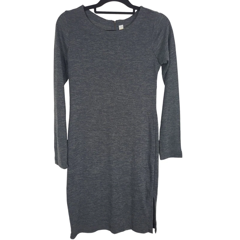 lole midi dress long sleeve back zip knee length spring fall 