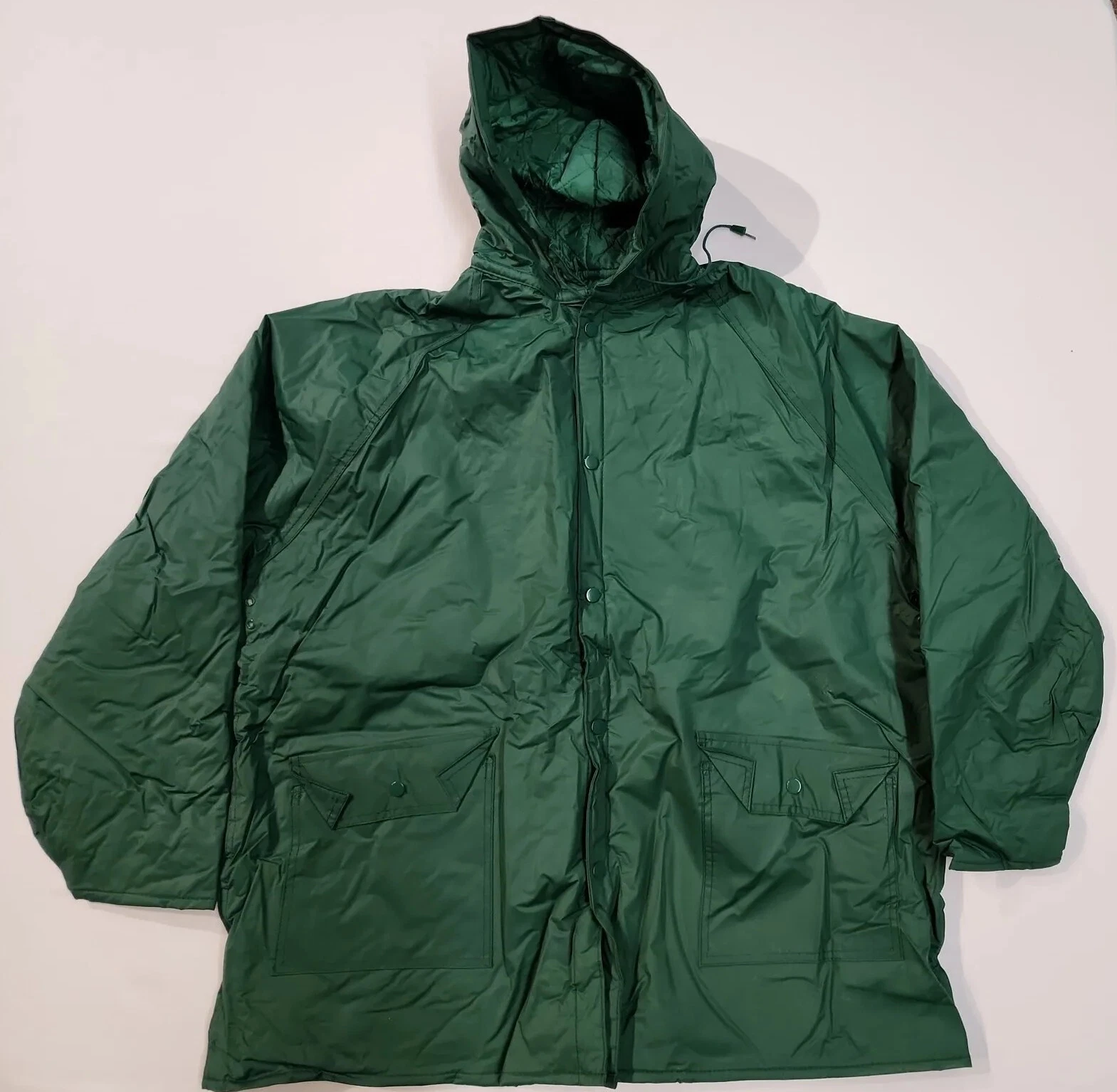 Rare Vintage Sports Afield Green Rain Coat PVC Jacket Quilted Size XXL